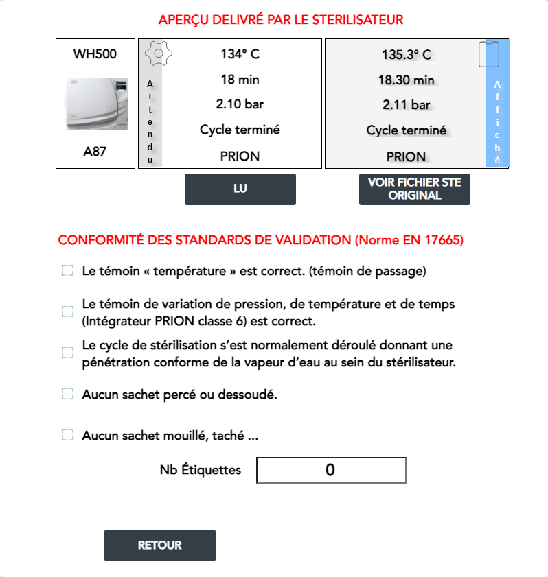 Lecture du ticket imprimante avant validation