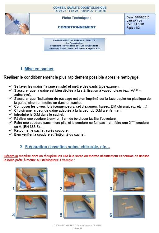 Les étapes de la désinfection à la stérilisation avec pliage de la boîte