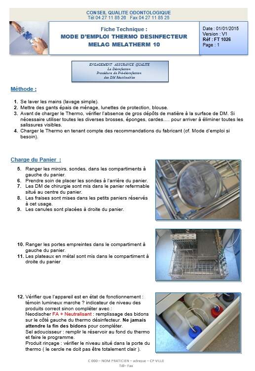 Mode d'emploi thermo désinfecteur melag melatherm 10
