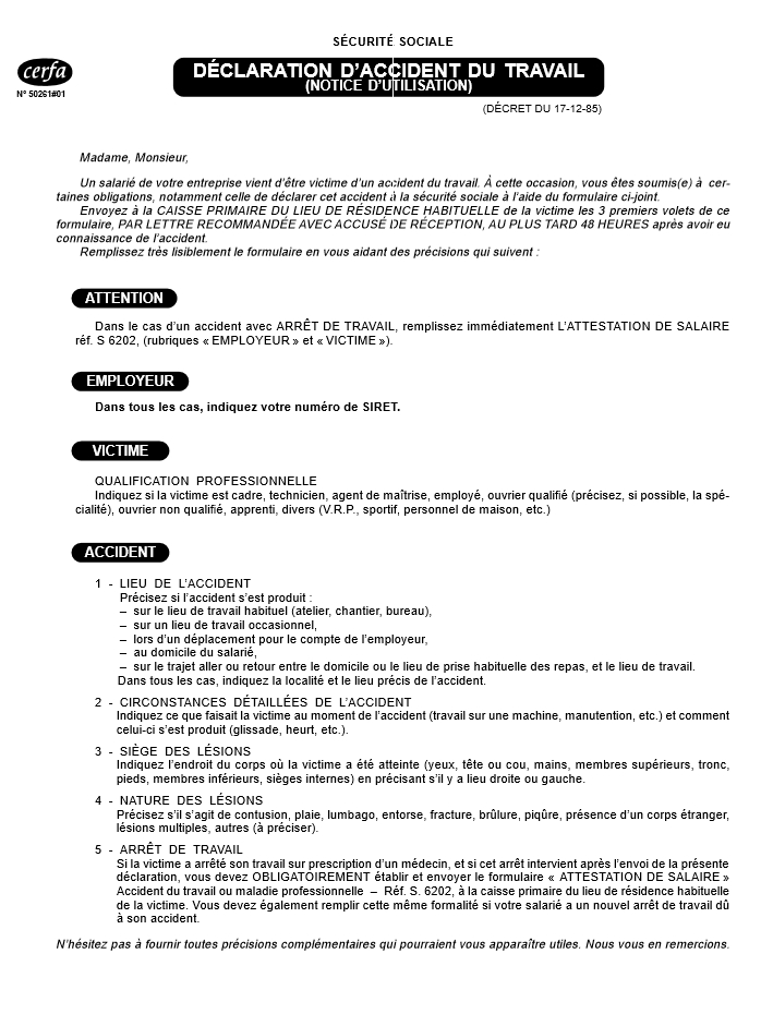 Extrait de déclaration du travail pour formation de protection patient et personnel de cabinet dentaire