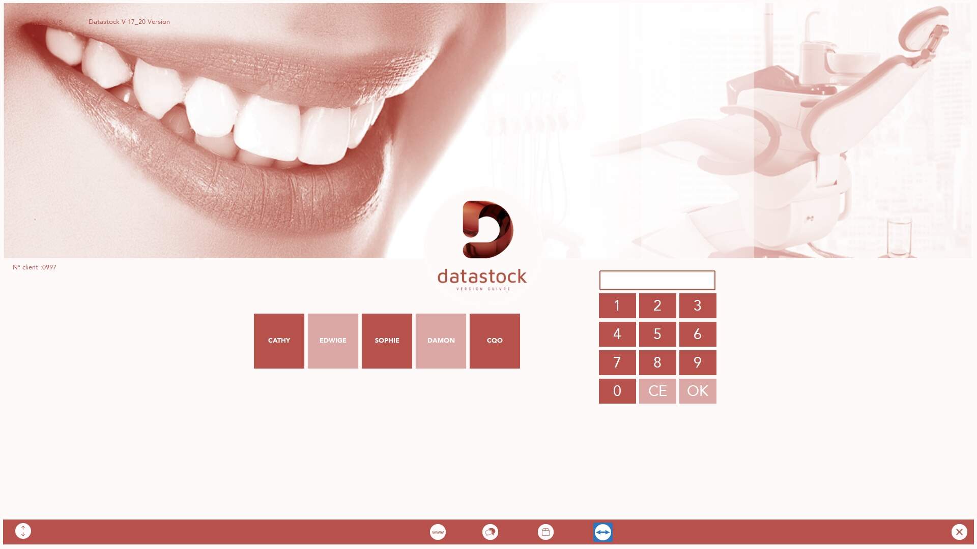 Interface logiciel gestion de stock. Accueil - cuivre