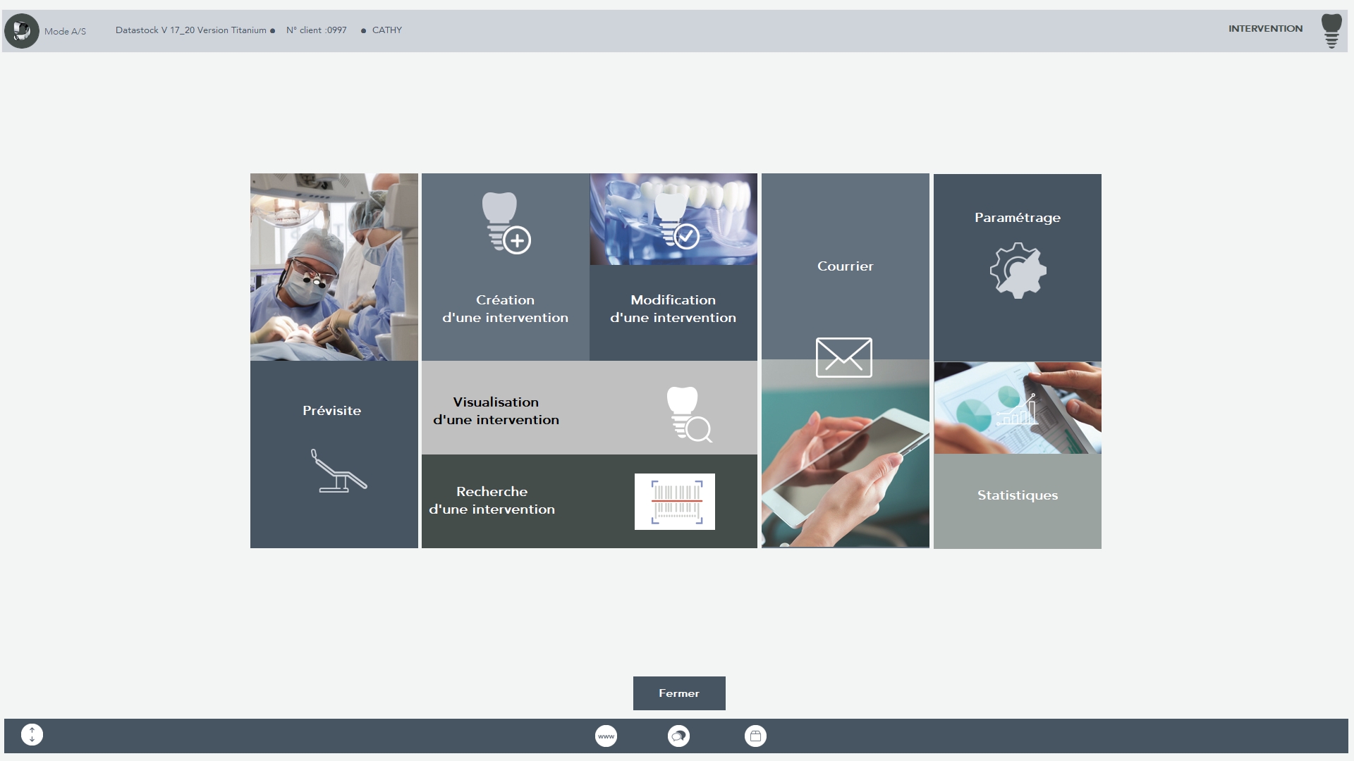 Logiciel de gestion de stock Datastock Titanium : interface menu.