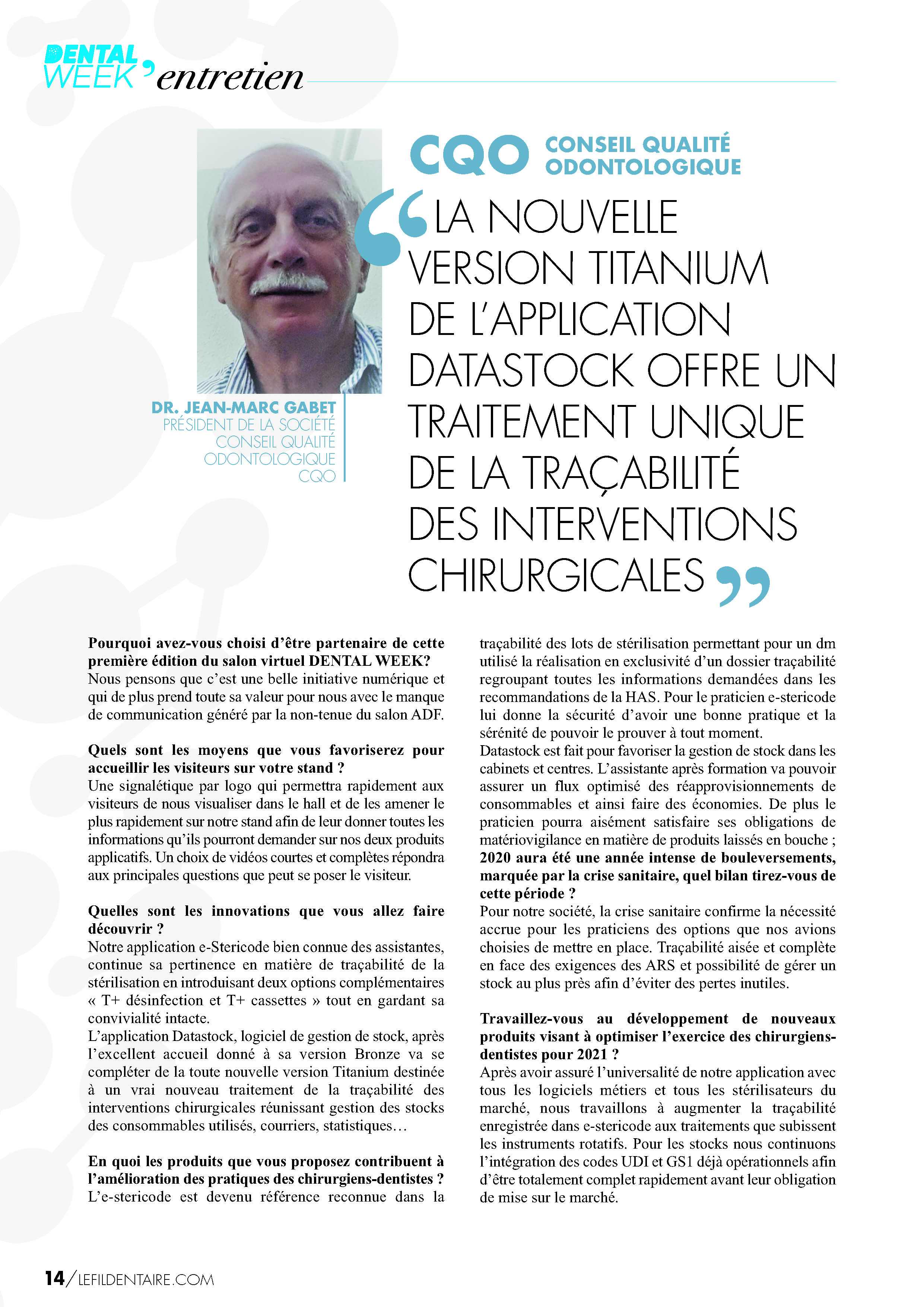Article sur la version Titanium de l'applicatin Datastock