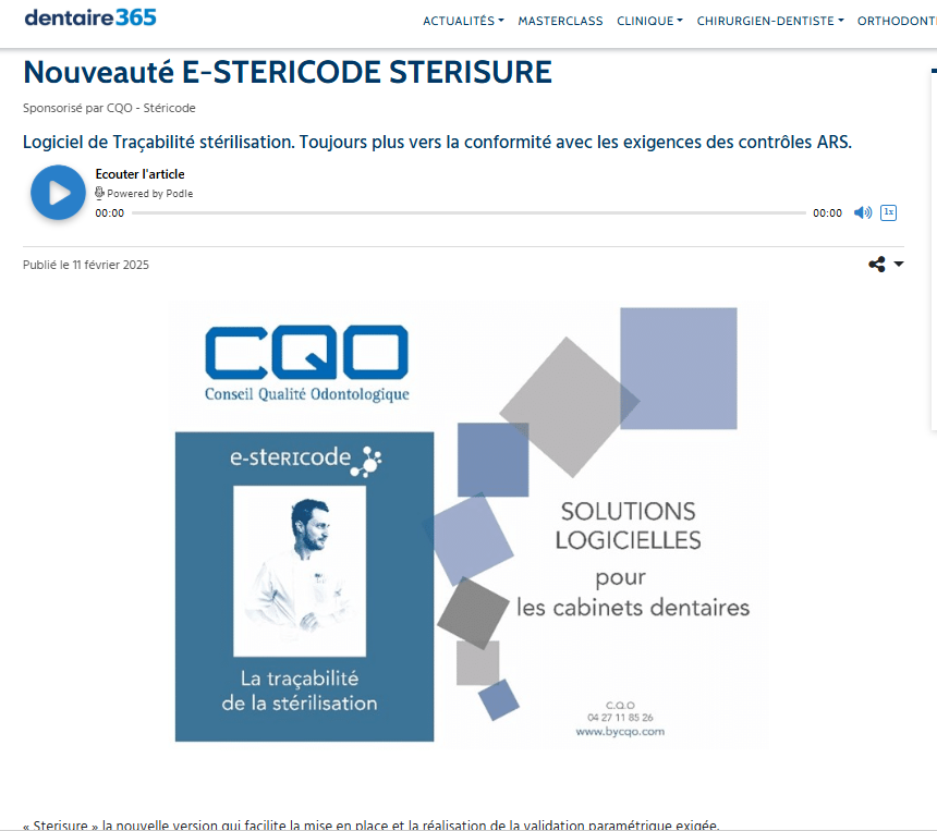 L'option à la pointe des exigences de la stérilisation 