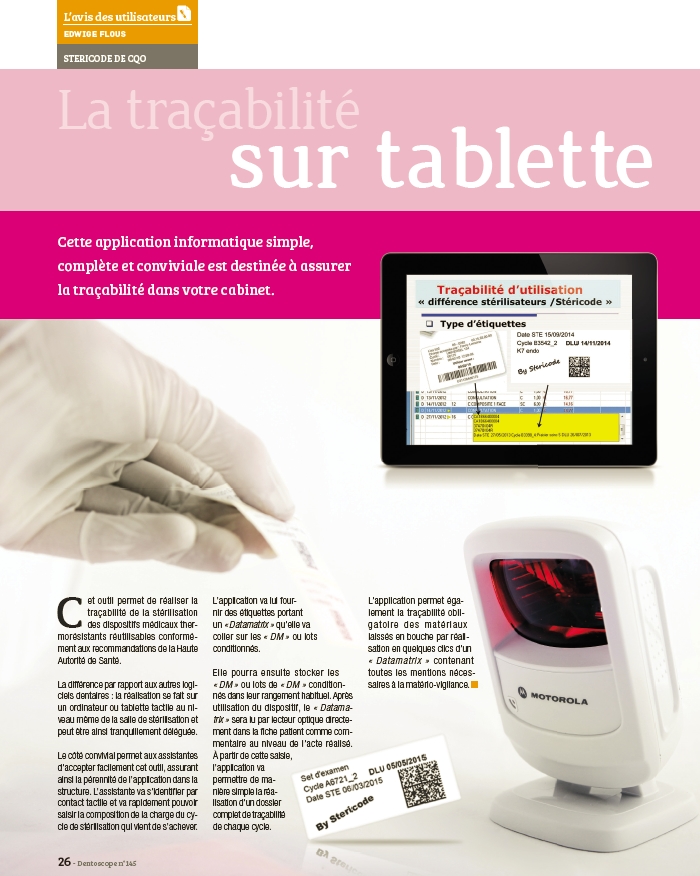 traçabilité sur tablette